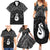 New Zealand Maori Family Matching Summer Maxi Dress and Hawaiian Shirt Poutama Manaia Black Paua Shell