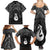 New Zealand Maori Family Matching Summer Maxi Dress and Hawaiian Shirt Poutama Manaia Black Paua Shell