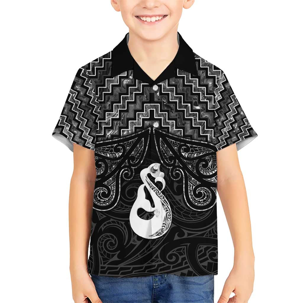 New Zealand Maori Hawaiian Shirt Poutama Manaia Black Paua Shell LT05 - Polynesian Pride