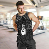 New Zealand Maori Men Tank Top Poutama Manaia Black Paua Shell LT05 Black - Polynesian Pride