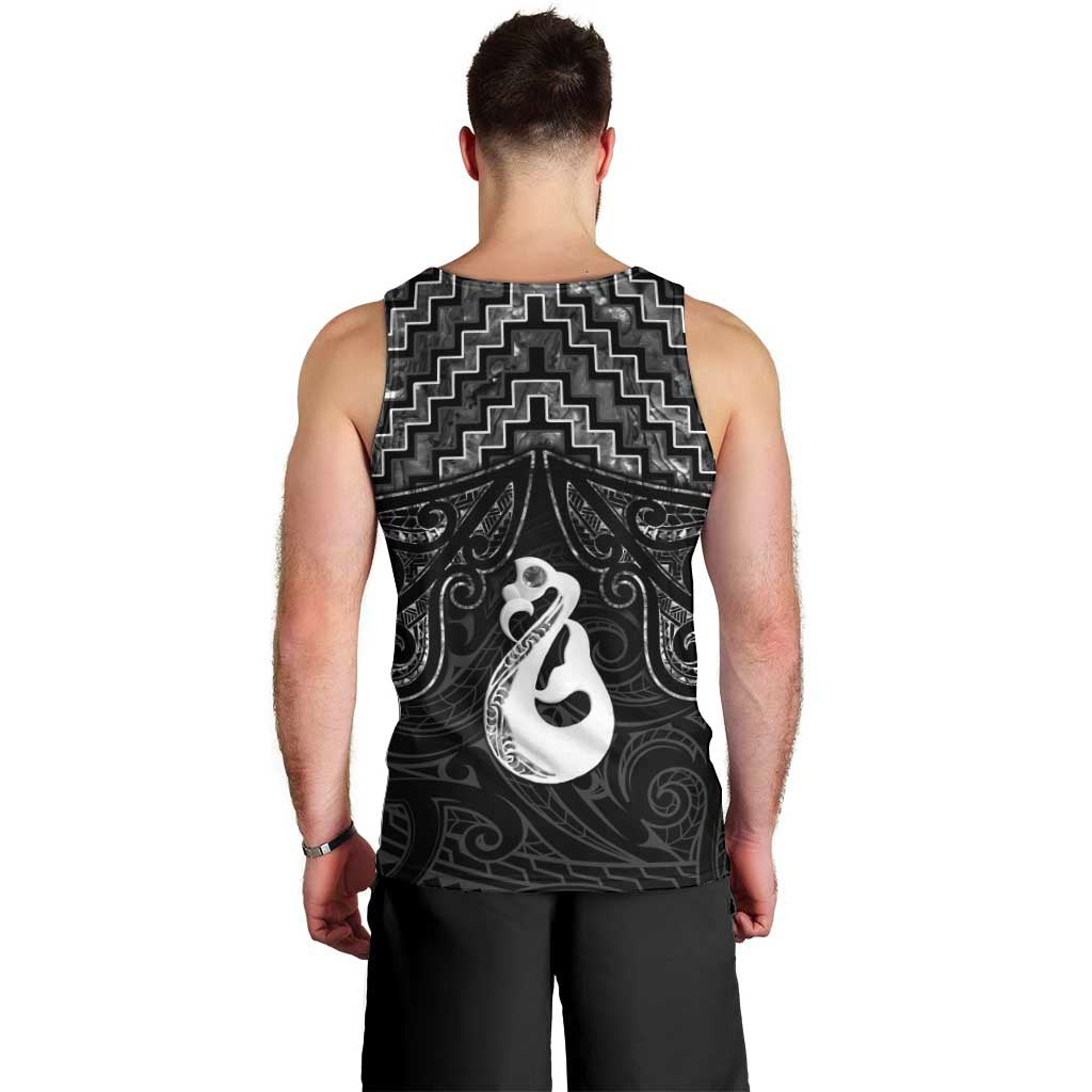 New Zealand Maori Men Tank Top Poutama Manaia Black Paua Shell LT05 - Polynesian Pride