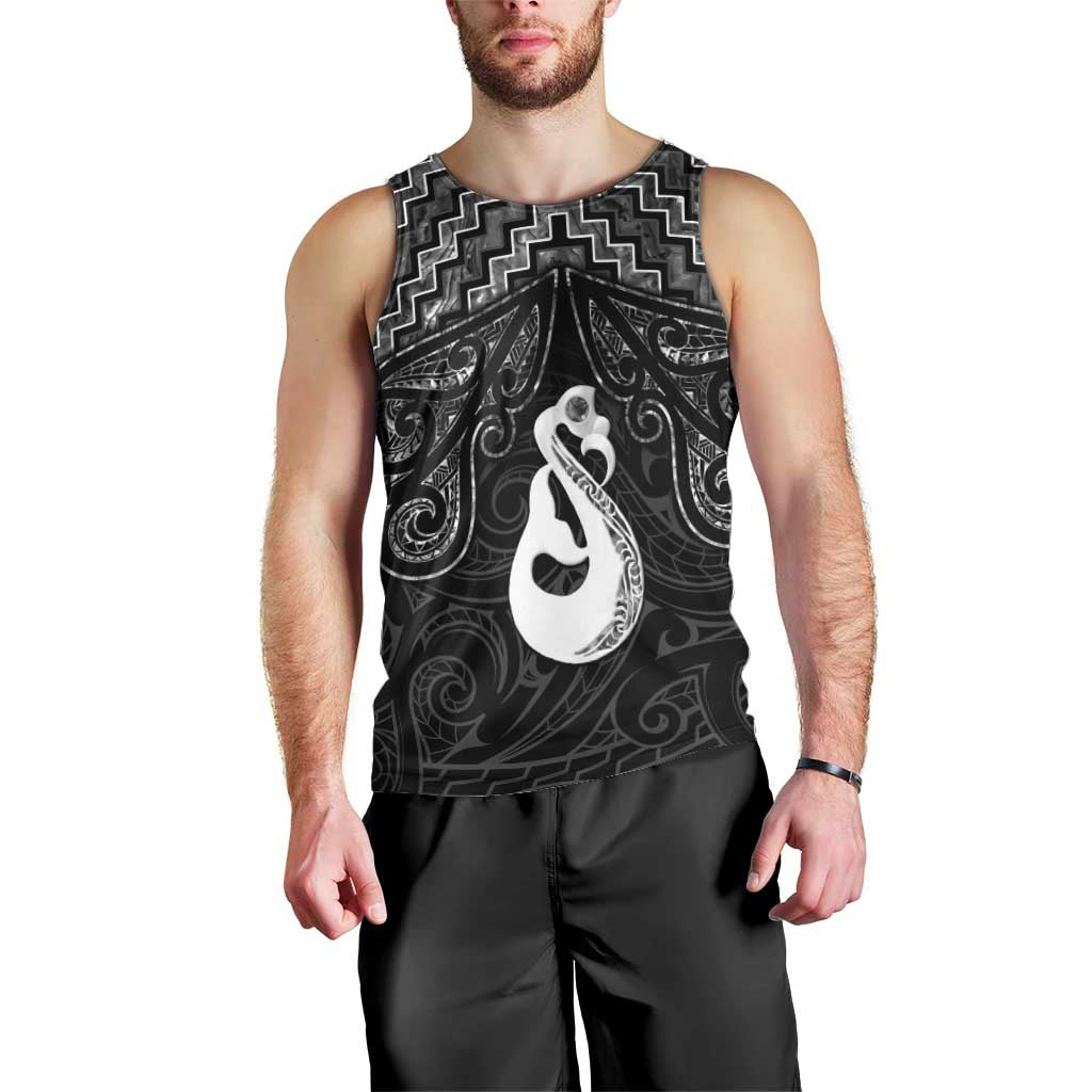 New Zealand Maori Men Tank Top Poutama Manaia Black Paua Shell LT05 - Polynesian Pride