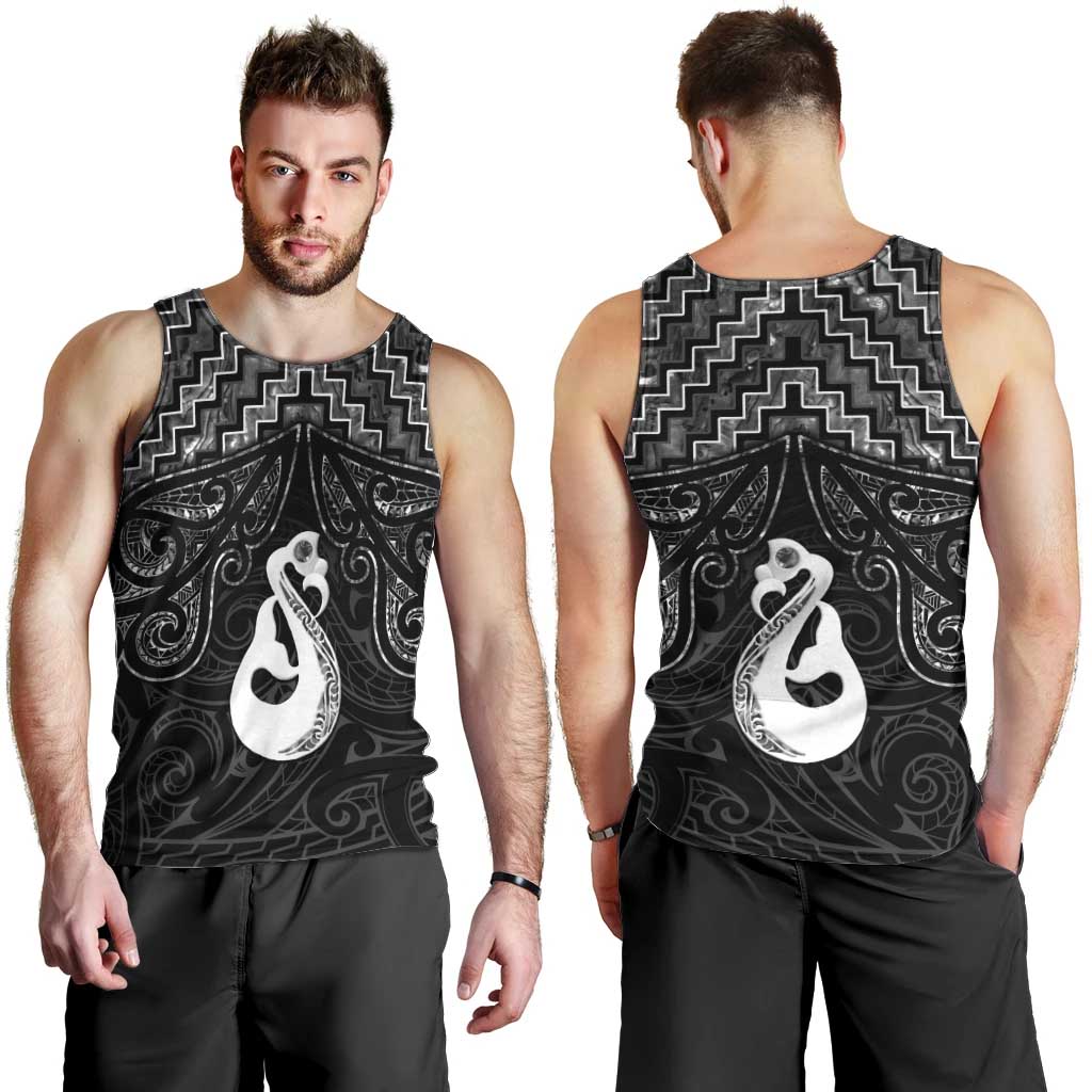 New Zealand Maori Men Tank Top Poutama Manaia Black Paua Shell LT05 - Polynesian Pride