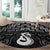 New Zealand Maori Round Carpet Poutama Manaia Black Paua Shell