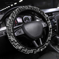 New Zealand Maori Steering Wheel Cover Poutama Manaia Black Paua Shell LT05 Universal Fit Black - Polynesian Pride