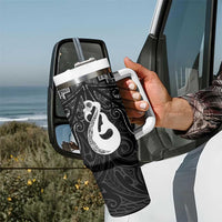 New Zealand Maori Tumbler With Handle Poutama Manaia Black Paua Shell LT05 - Polynesian Pride