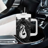 New Zealand Maori Tumbler With Handle Poutama Manaia Black Paua Shell LT05 - Polynesian Pride