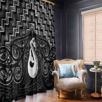 New Zealand Maori Window Curtain Poutama Manaia Black Paua Shell LT05 - Polynesian Pride