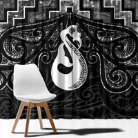 New Zealand Maori Window Curtain Poutama Manaia Black Paua Shell LT05 - Polynesian Pride