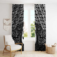New Zealand Maori Window Curtain Poutama Manaia Black Paua Shell LT05 - Polynesian Pride
