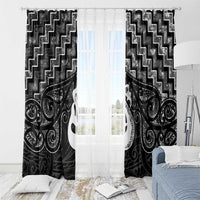 New Zealand Maori Window Curtain Poutama Manaia Black Paua Shell LT05 - Polynesian Pride