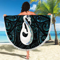 New Zealand Maori Beach Blanket Poutama Manaia Turquoise Paua Shell LT05 - Polynesian Pride