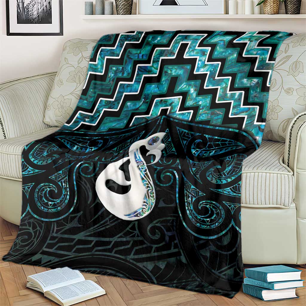 New Zealand Maori Blanket Poutama Manaia Turquoise Paua Shell LT05 - Polynesian Pride