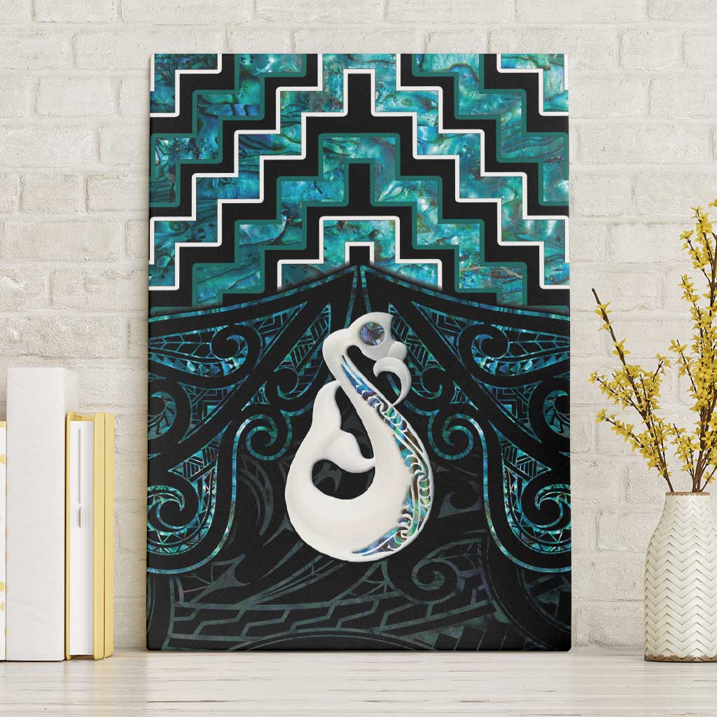 New Zealand Maori Canvas Wall Art Poutama Manaia Turquoise Paua Shell LT05 Without Frame Turquoise - Polynesian Pride