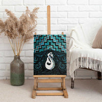 New Zealand Maori Canvas Wall Art Poutama Manaia Turquoise Paua Shell LT05 - Polynesian Pride