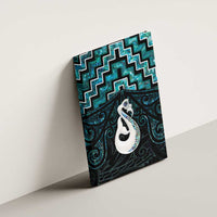 New Zealand Maori Canvas Wall Art Poutama Manaia Turquoise Paua Shell LT05 - Polynesian Pride