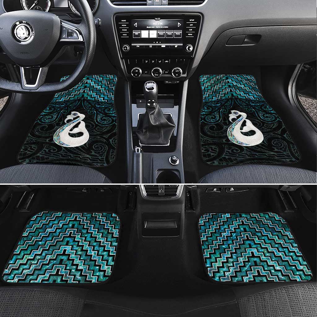 New Zealand Maori Car Mats Poutama Manaia Turquoise Paua Shell LT05 Set 4pcs Turquoise - Polynesian Pride