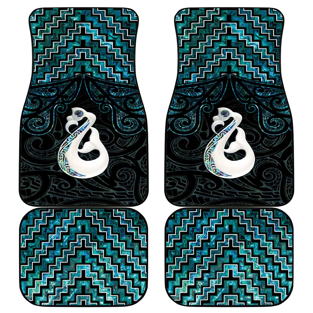 New Zealand Maori Car Mats Poutama Manaia Turquoise Paua Shell LT05 - Polynesian Pride