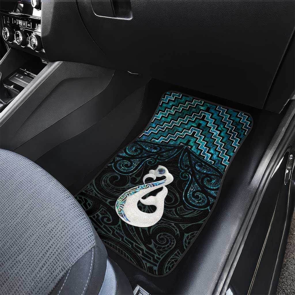 New Zealand Maori Car Mats Poutama Manaia Turquoise Paua Shell LT05 - Polynesian Pride