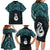 New Zealand Maori Family Matching Long Sleeve Bodycon Dress and Hawaiian Shirt Poutama Manaia Turquoise Paua Shell