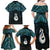 New Zealand Maori Family Matching Off Shoulder Maxi Dress and Hawaiian Shirt Poutama Manaia Turquoise Paua Shell