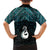 New Zealand Maori Family Matching Off Shoulder Short Dress and Hawaiian Shirt Poutama Manaia Turquoise Paua Shell