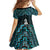 New Zealand Maori Family Matching Off Shoulder Short Dress and Hawaiian Shirt Poutama Manaia Turquoise Paua Shell