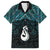 New Zealand Maori Family Matching Off Shoulder Short Dress and Hawaiian Shirt Poutama Manaia Turquoise Paua Shell