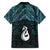 New Zealand Maori Family Matching Off Shoulder Short Dress and Hawaiian Shirt Poutama Manaia Turquoise Paua Shell