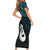 New Zealand Maori Family Matching Short Sleeve Bodycon Dress and Hawaiian Shirt Poutama Manaia Turquoise Paua Shell