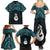 New Zealand Maori Family Matching Summer Maxi Dress and Hawaiian Shirt Poutama Manaia Turquoise Paua Shell