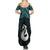 New Zealand Maori Family Matching Summer Maxi Dress and Hawaiian Shirt Poutama Manaia Turquoise Paua Shell