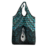 New Zealand Maori Grocery Bag Poutama Manaia Turquoise Paua Shell LT05 - Polynesian Pride