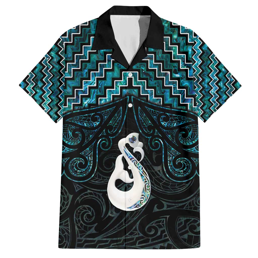 New Zealand Maori Hawaiian Shirt Poutama Manaia Turquoise Paua Shell LT05 Turquoise - Polynesian Pride
