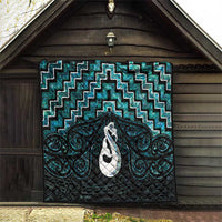 New Zealand Maori Quilt Poutama Manaia Turquoise Paua Shell