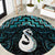 New Zealand Maori Round Carpet Poutama Manaia Turquoise Paua Shell