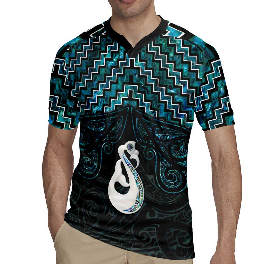 New Zealand Maori Rugby Jersey Poutama Manaia Turquoise Paua Shell