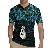 New Zealand Maori Rugby Jersey Poutama Manaia Turquoise Paua Shell
