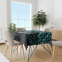 New Zealand Maori Tablecloth Poutama Manaia Turquoise Paua Shell LT05 - Polynesian Pride