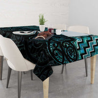 New Zealand Maori Tablecloth Poutama Manaia Turquoise Paua Shell LT05 - Polynesian Pride
