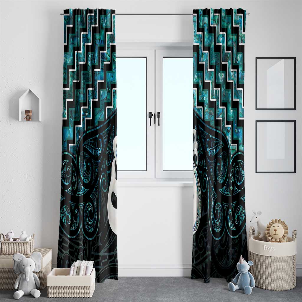 New Zealand Maori Window Curtain Poutama Manaia Turquoise Paua Shell LT05 - Polynesian Pride