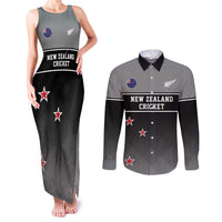 Custom New Zealand Cricket Couples Matching Tank Maxi Dress and Long Sleeve Button Shirt Black Cap Unbeatable LT05 Black - Polynesian Pride