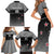 Custom New Zealand Cricket Family Matching Short Sleeve Bodycon Dress and Hawaiian Shirt Black Cap Unbeatable