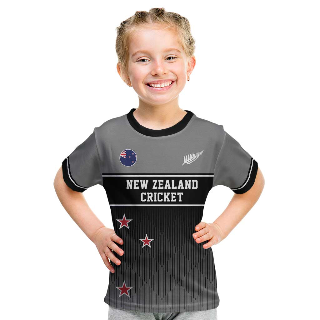 Custom New Zealand Cricket Kid T Shirt Black Cap Unbeatable