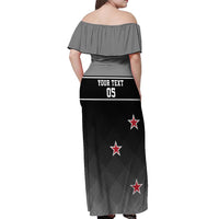 Custom New Zealand Cricket Off Shoulder Maxi Dress Black Cap Unbeatable