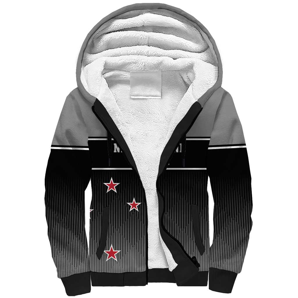 Custom New Zealand Cricket Sherpa Hoodie Black Cap Unbeatable LT05 Unisex Black - Polynesian Pride