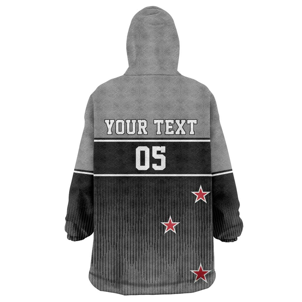 Custom New Zealand Cricket Wearable Blanket Hoodie Black Cap Unbeatable LT05 - Polynesian Pride