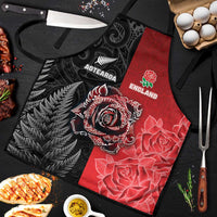 New Zealand And England Rugby Apron Red Rose Mix Maori Pattern - Polynesian Pride