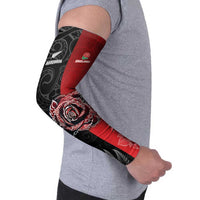 New Zealand And England Rugby Custom Arm Sleeves Red Rose Mix Maori Pattern - Polynesian Pride