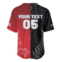 New Zealand And England Rugby Custom Baseball Jersey Red Rose Mix Maori Pattern - Polynesian Pride